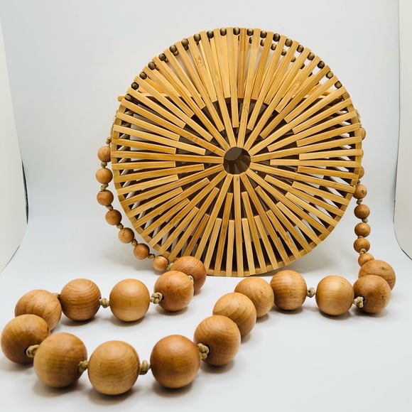 Bamboo Round Shoulder Bag - Picture 1 of 12